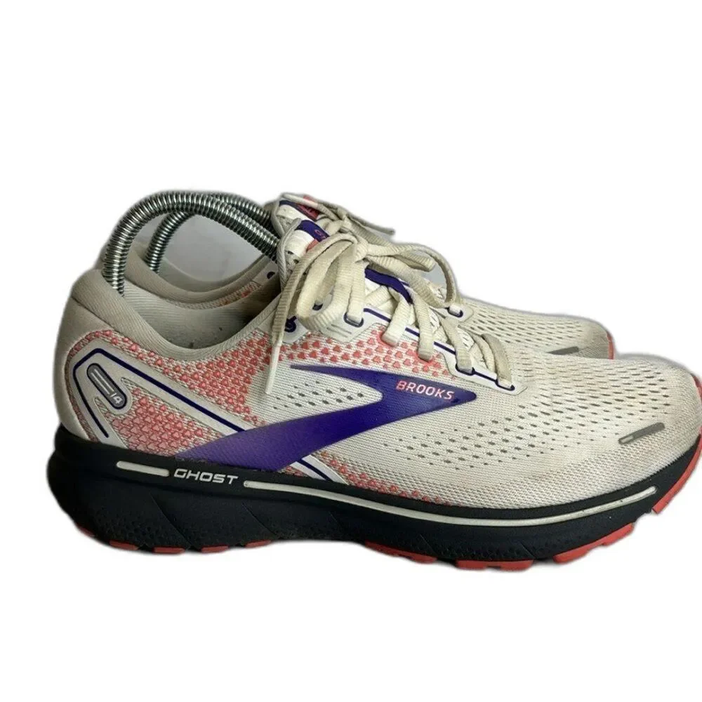 Brooks Ghost 14 Running athletic Shoes  Womens‎ Sz 10 M (B) White/Purple